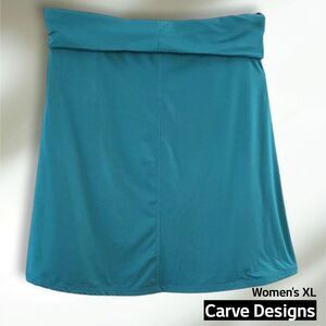 Carve Designs Teal Blue Skirt Knee Length Jersey Knit Casual Women's XL